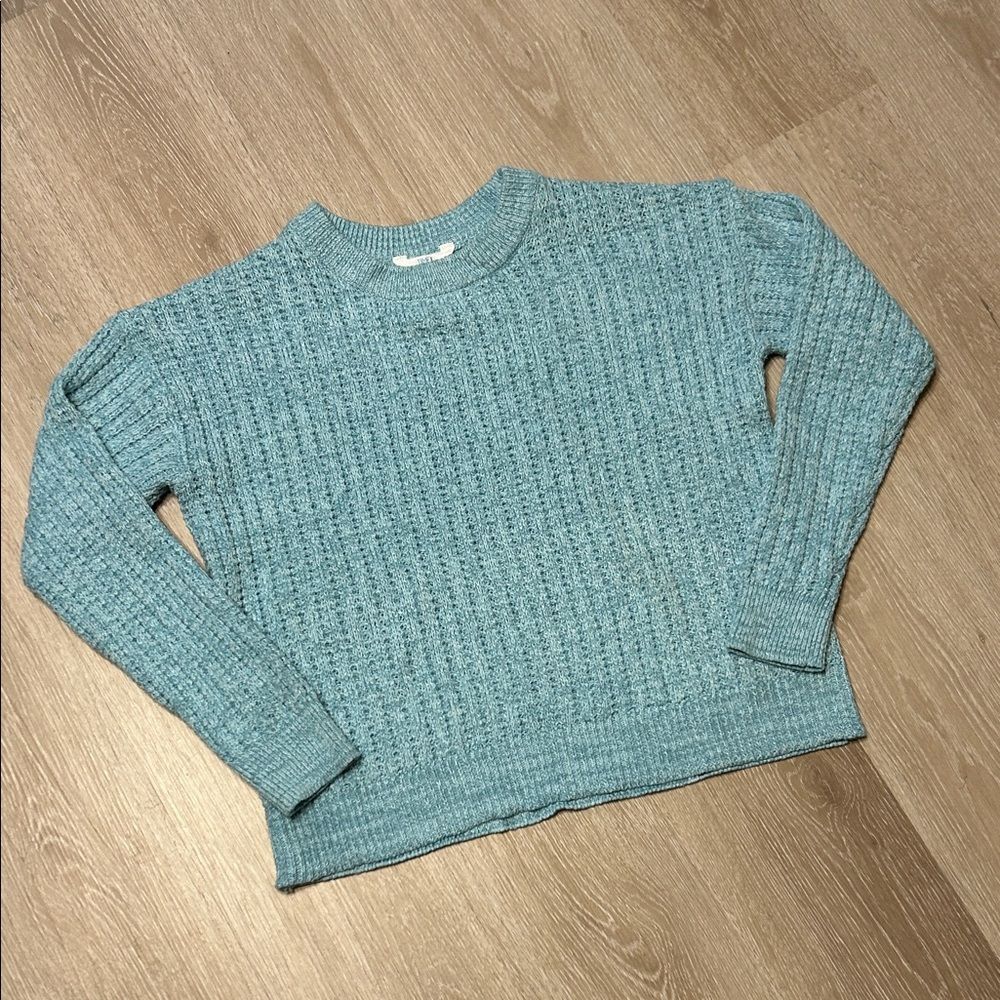 Time & Tru Cozy Textured Crewneck Women's Sweater in Light Blue sz Medium